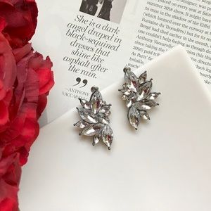 🔴 3/30$ Crystal Rhinestone Wing Leaf Earrings